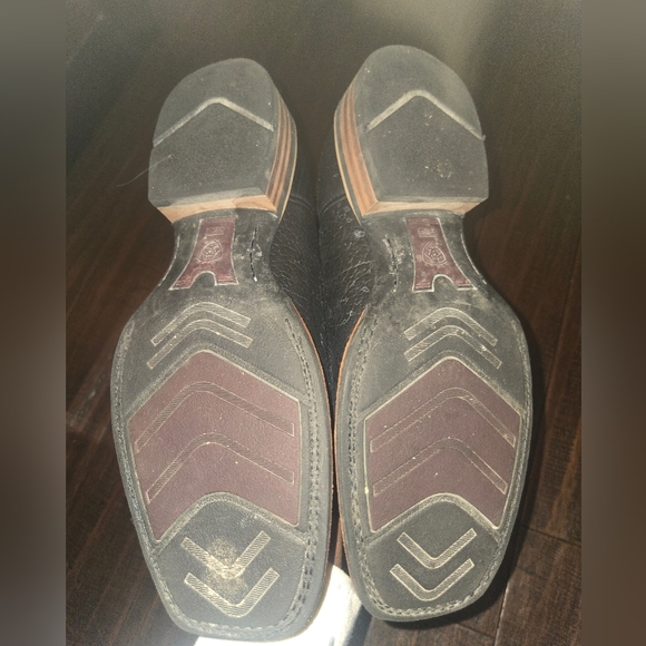 Ariat Black Leather Tombstone Western Cowboy Boots with Embroidered Design 10.5 - Picture 14 of 15